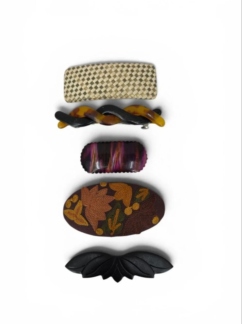 Assorted Women's Hair Clips - Brown, Black, Gold, Purple Set